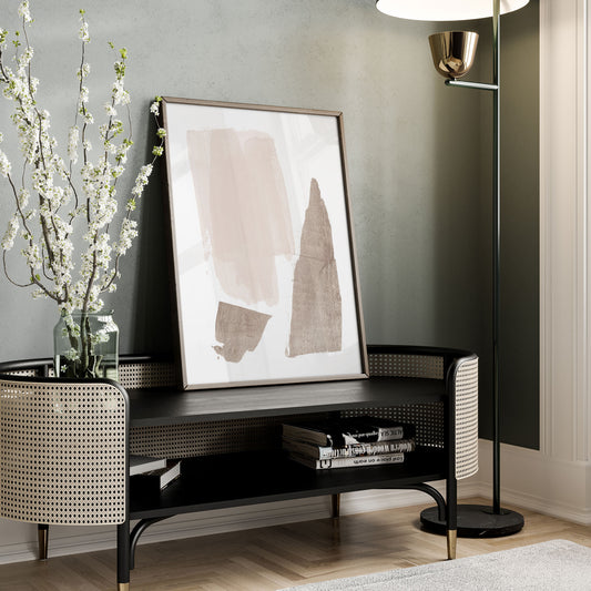 Beige and Brown Strokes Minimalist Abstract Painting Print