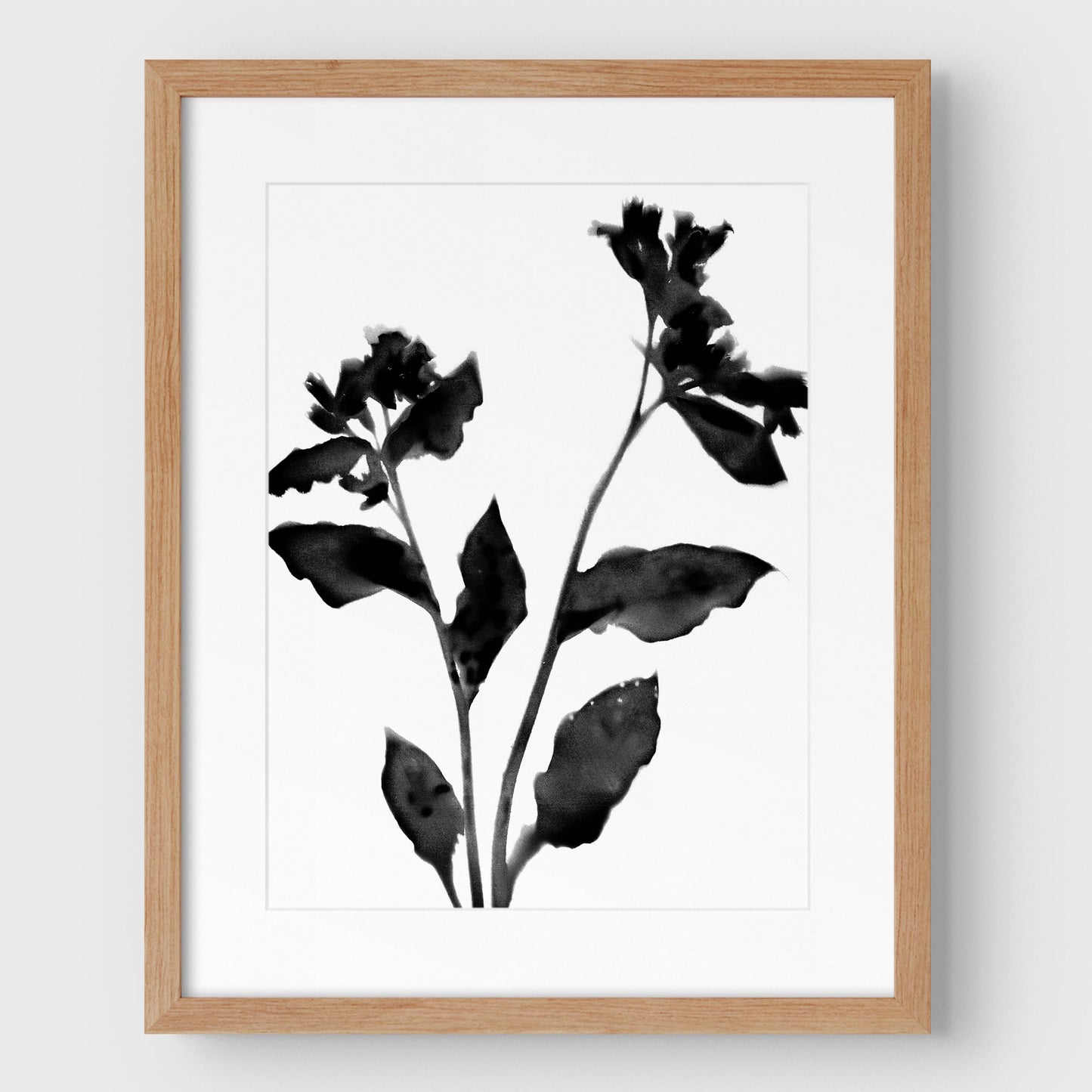 Black and White Flower Silhouette II Print