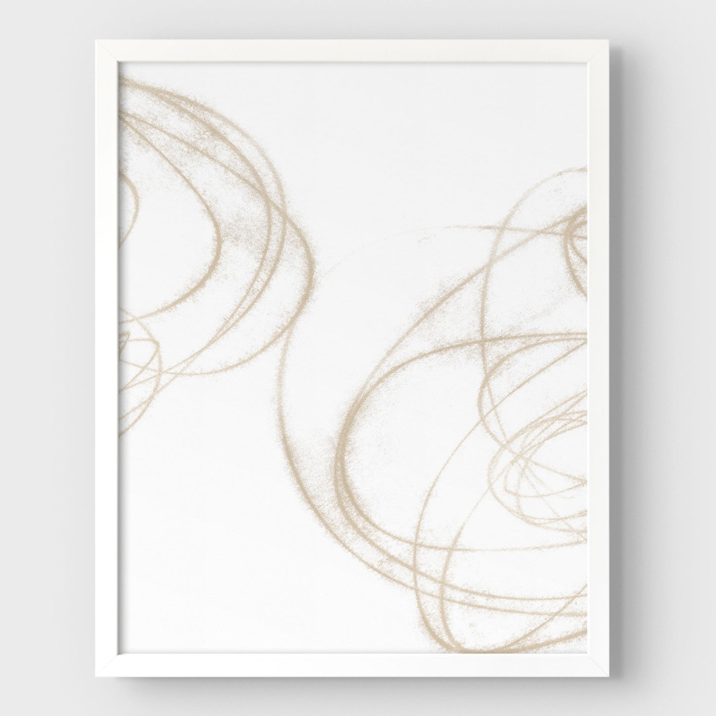 Beige Curves Minimalist Abstract Geometric Line Drawing Print