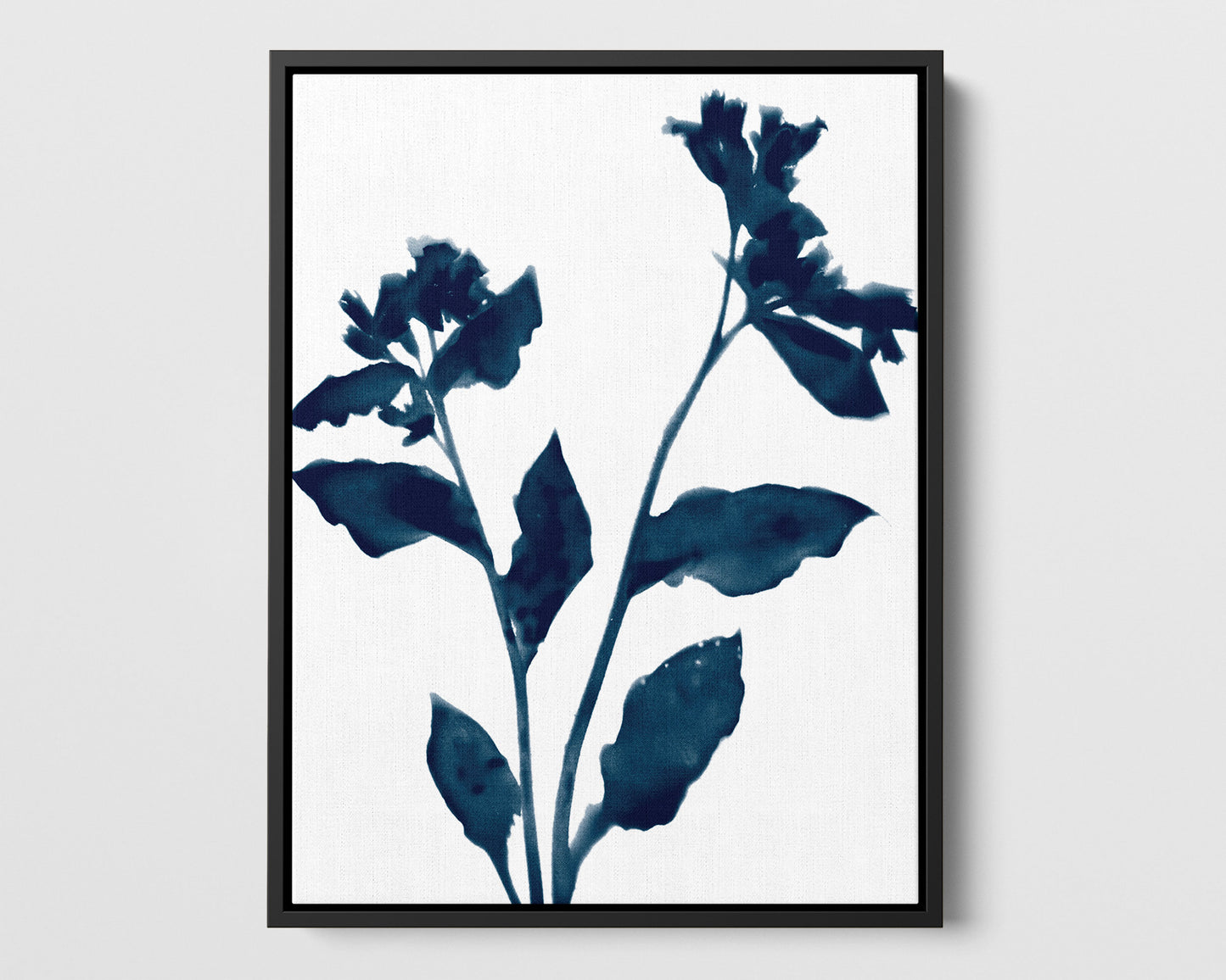 Dark Blue Flower Silhouette II Print