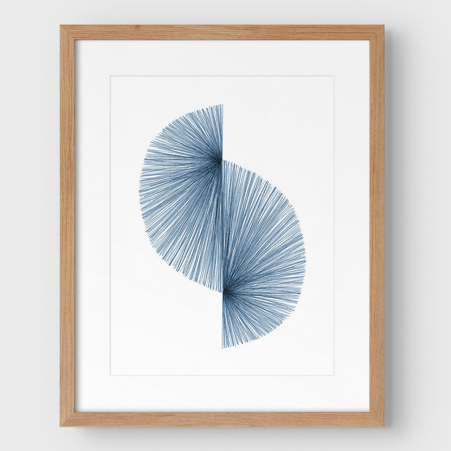 Blue Wave Line Drawing Print