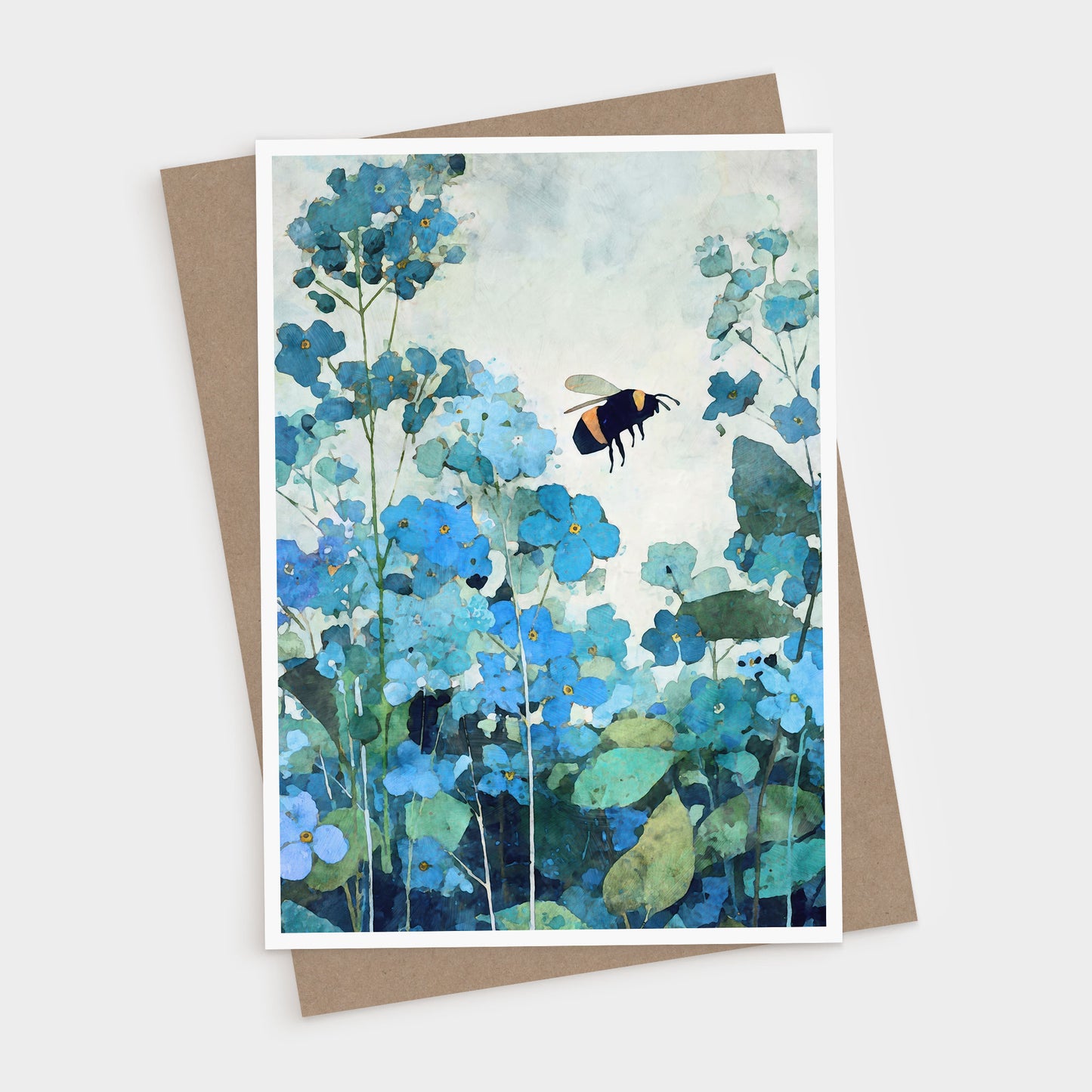 Bumbleee and Forget-Me-Nots Note Card