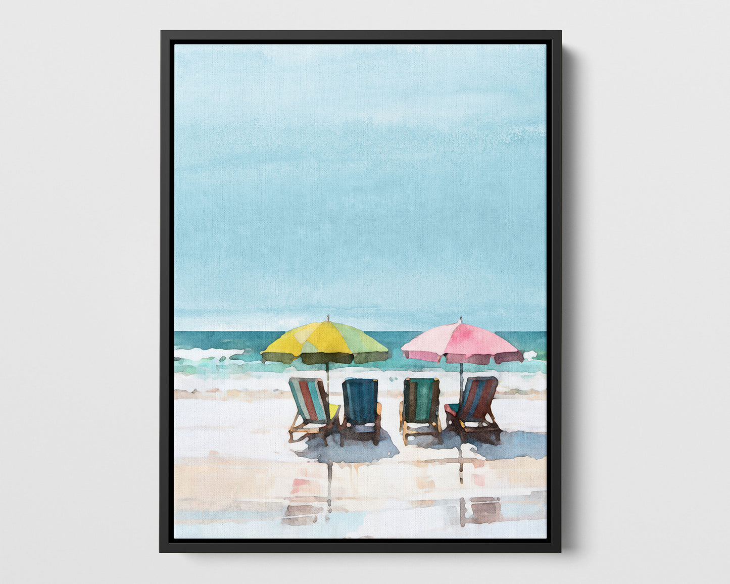 Colorful Beach Chairs and Umbrellas Print