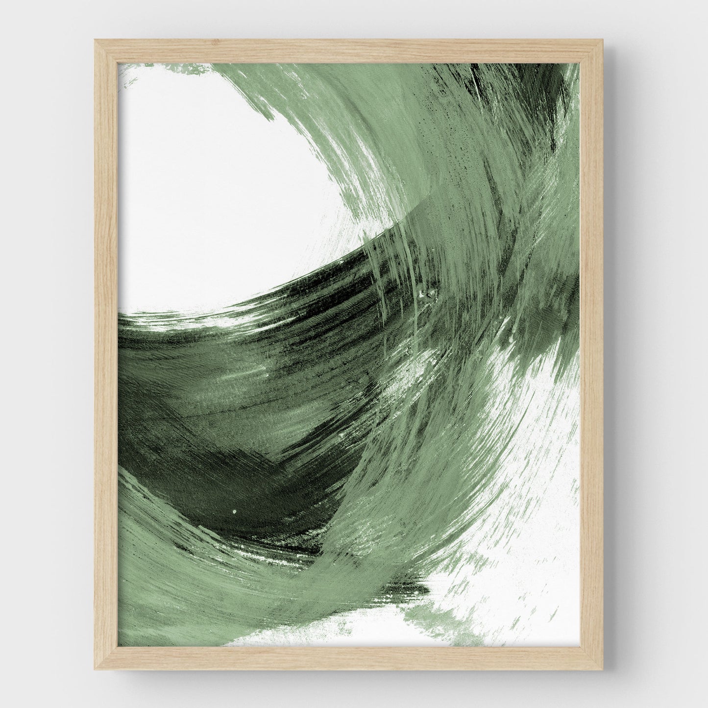 Green and Black Curved Brushstrokes II Print