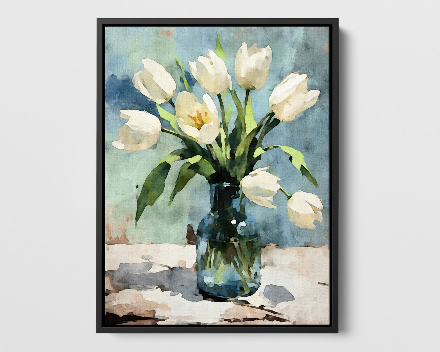 White Tulips Impressionist Still Life Print