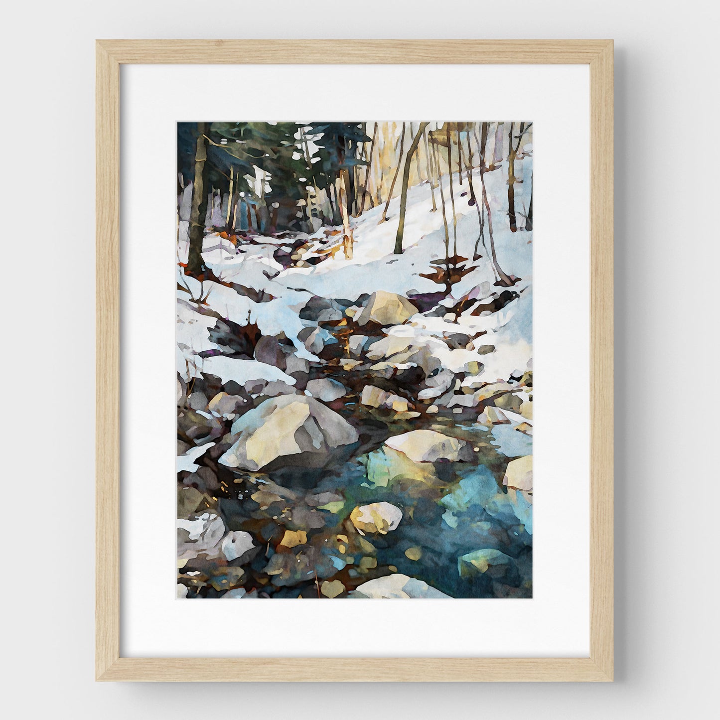 Winter Forest Stream Art Print