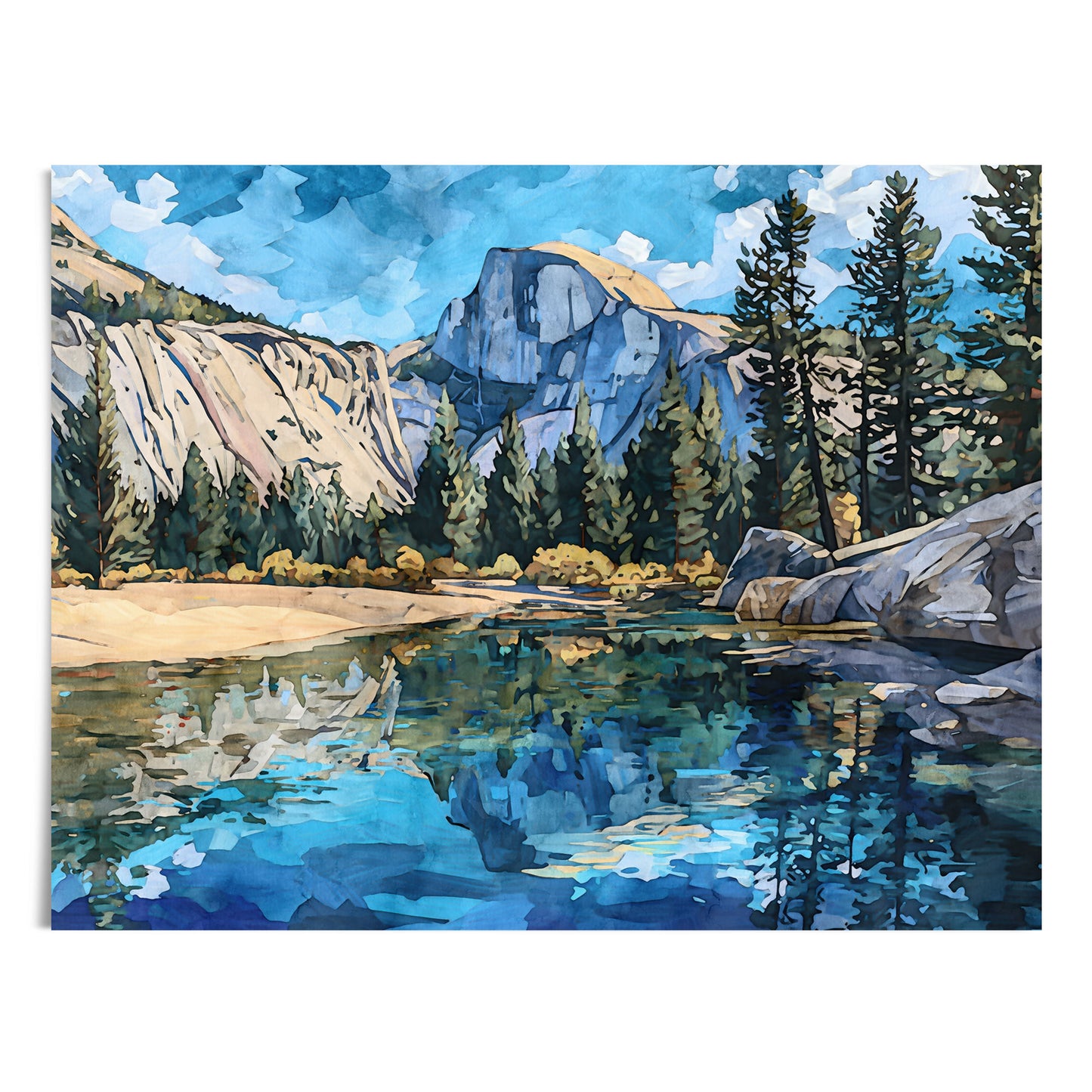 Yosemite Half Dome Watercolor Print