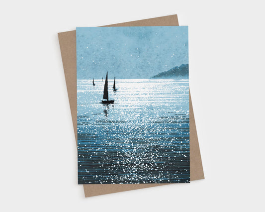 Sailboats in Sunlight Nautical Note Cards