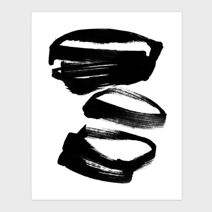 Black and White Abstract Shapes Minimalist Ink Painting Print