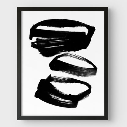 Black and White Abstract Shapes Minimalist Ink Painting Print