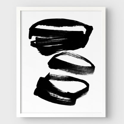 Black and White Abstract Shapes Minimalist Ink Painting Print