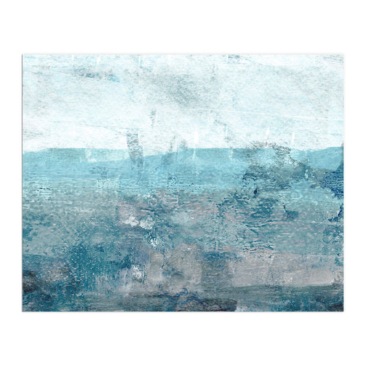 Blue and Grey Moody Minimalist Abstract Seascape Painting Print