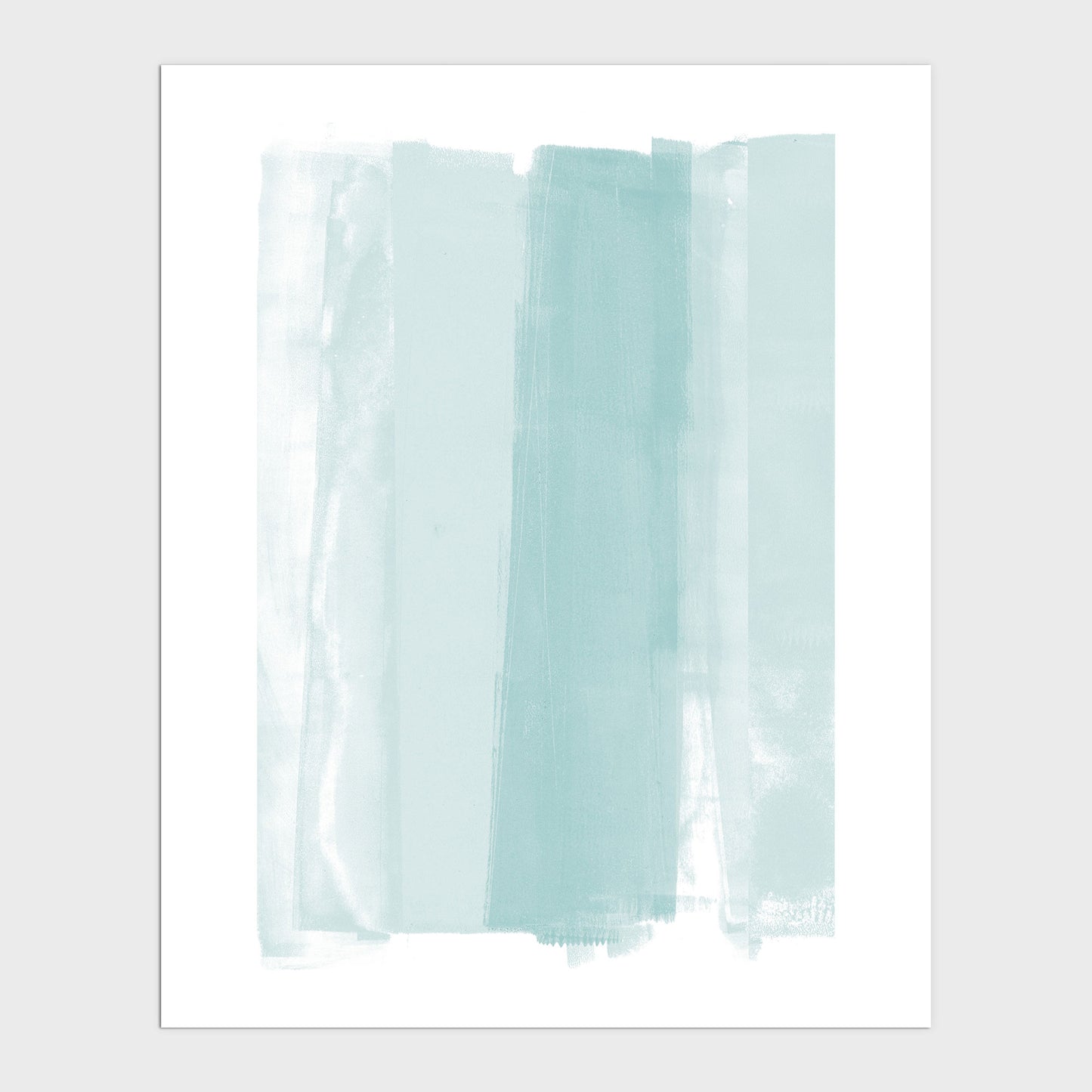 Aqua Blue Ombre Minimalist Abstract Painting Print