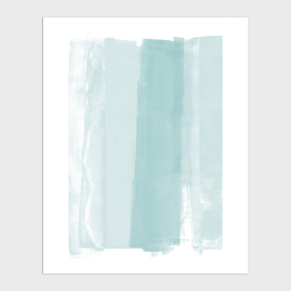 Aqua Blue Ombre Minimalist Abstract Painting Print