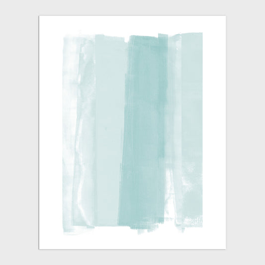 Aqua Blue Ombre Minimalist Abstract Painting Print