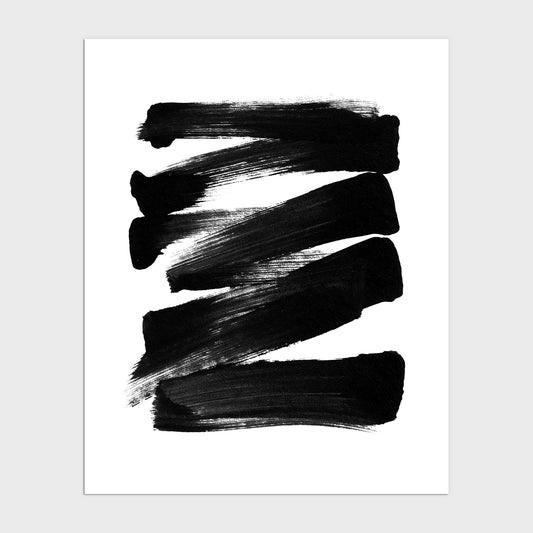 Black and White Ink Strokes Minimalist Abstract Print