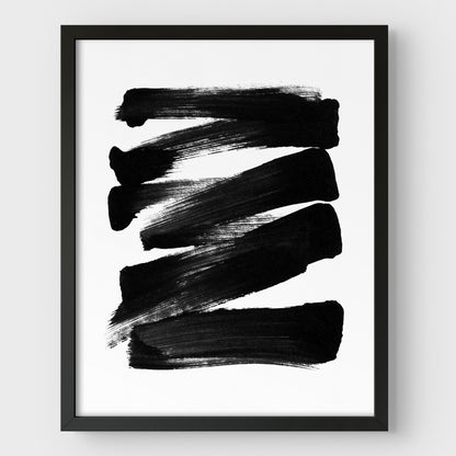 Black and White Ink Strokes Minimalist Abstract Print