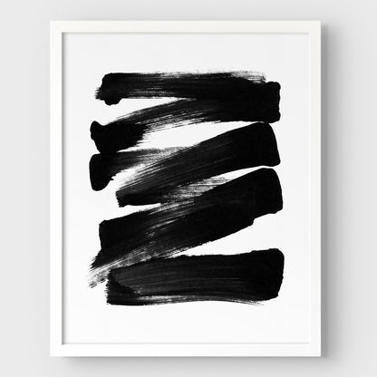 Black and White Ink Strokes Minimalist Abstract Print