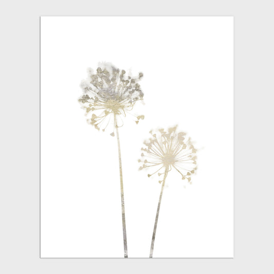 Beige Dandelion Minimalist Floral Print