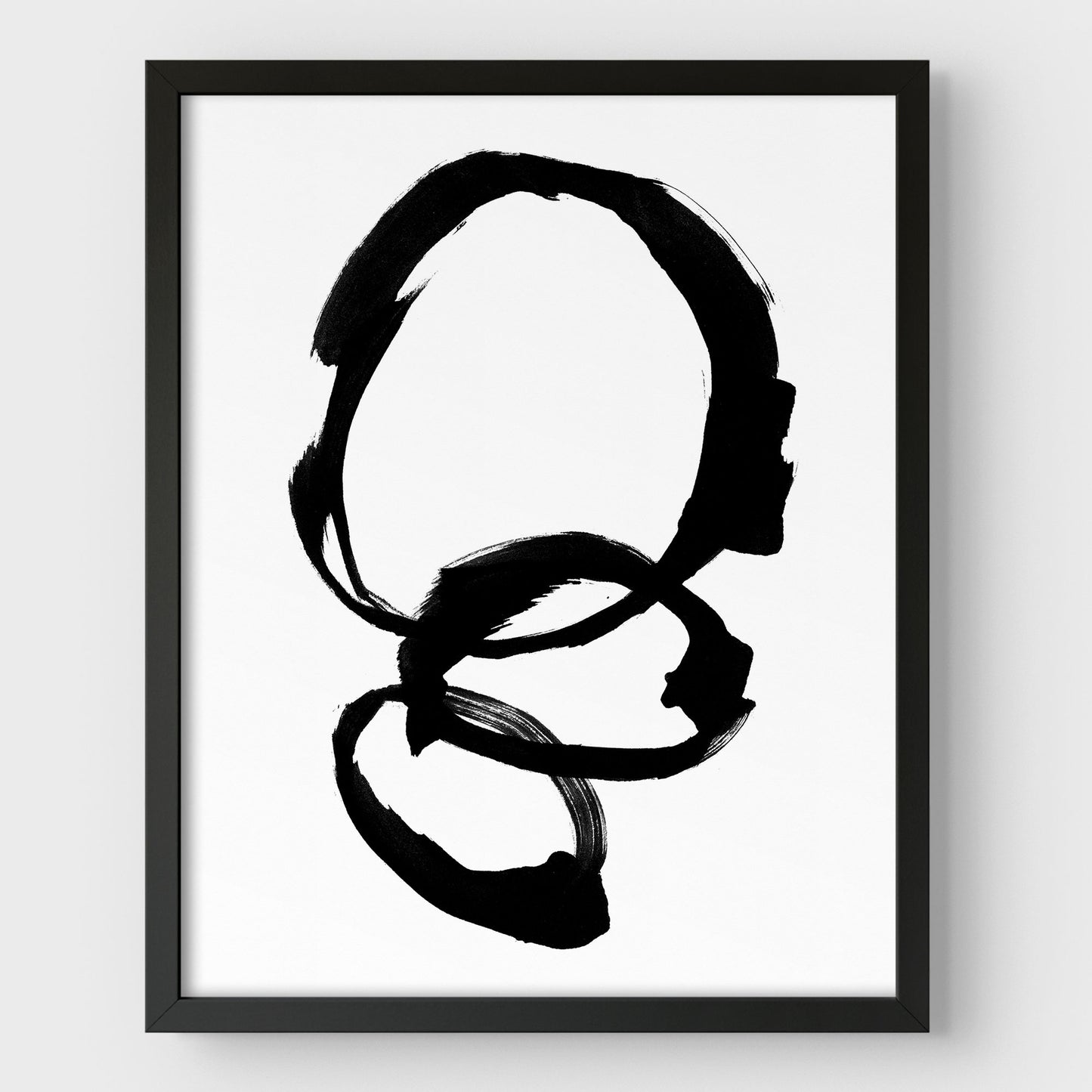 Black and White Rings Minimalist Abstract Ink Painting Print