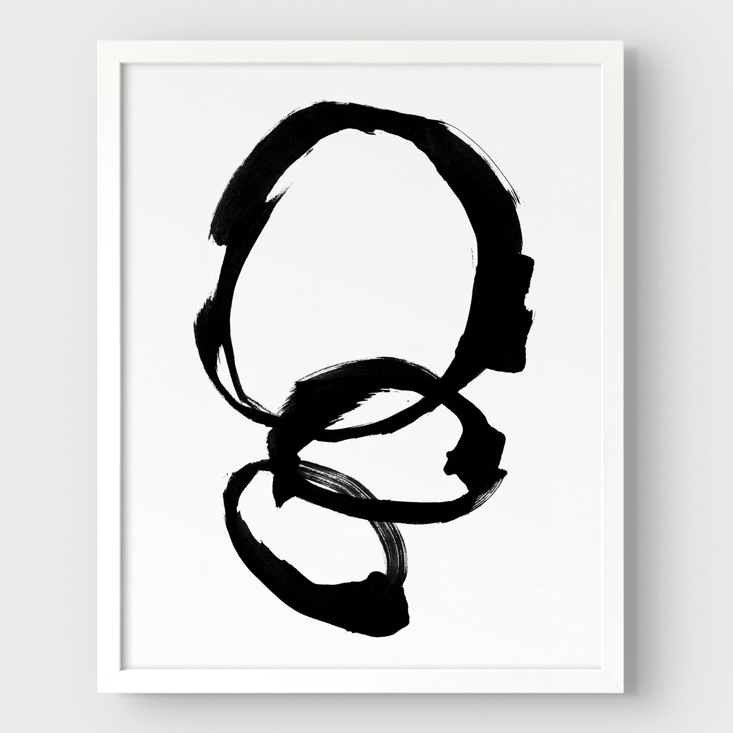 Black and White Rings Minimalist Abstract Ink Painting Print