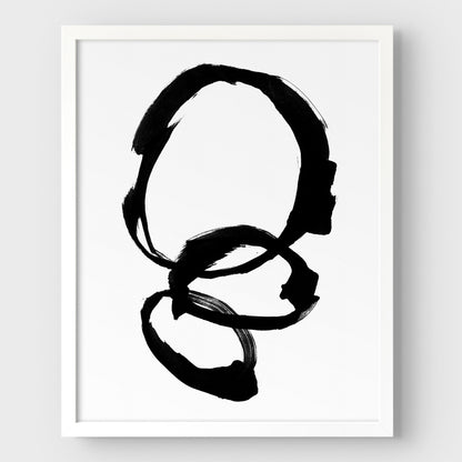 Black and White Rings Minimalist Abstract Ink Painting Print