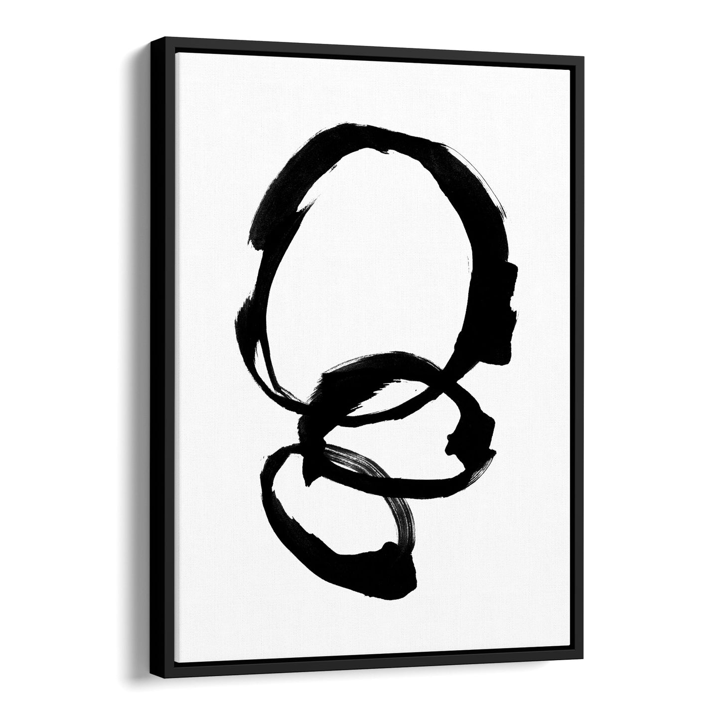 Black and White Rings Minimalist Abstract Ink Painting Print