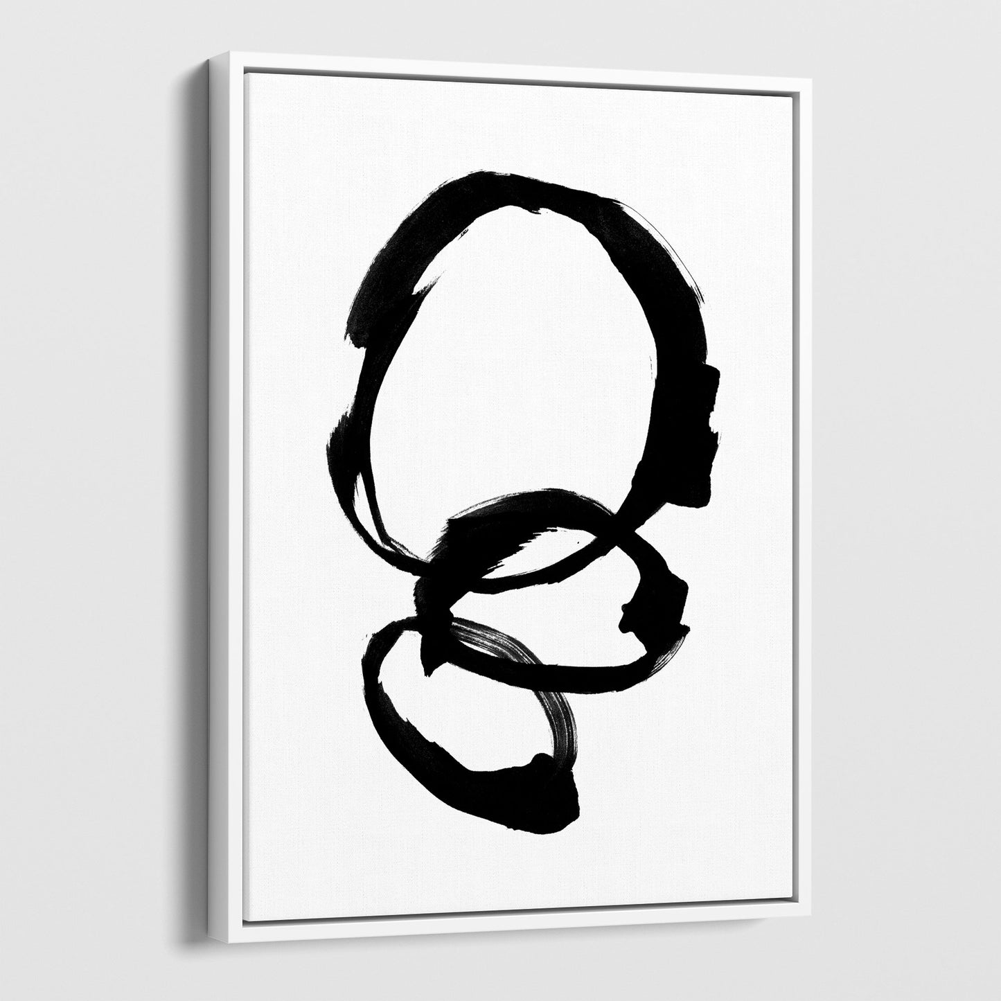 Black and White Rings Minimalist Abstract Ink Painting Print