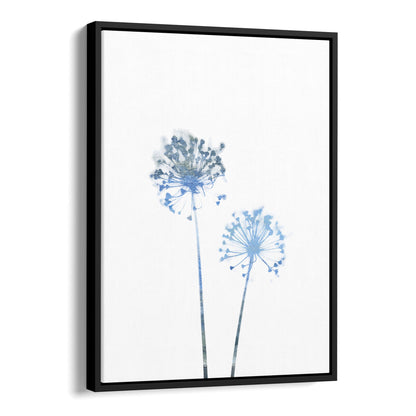 Blue Dandelion Flowers Minimalist Botanical Print