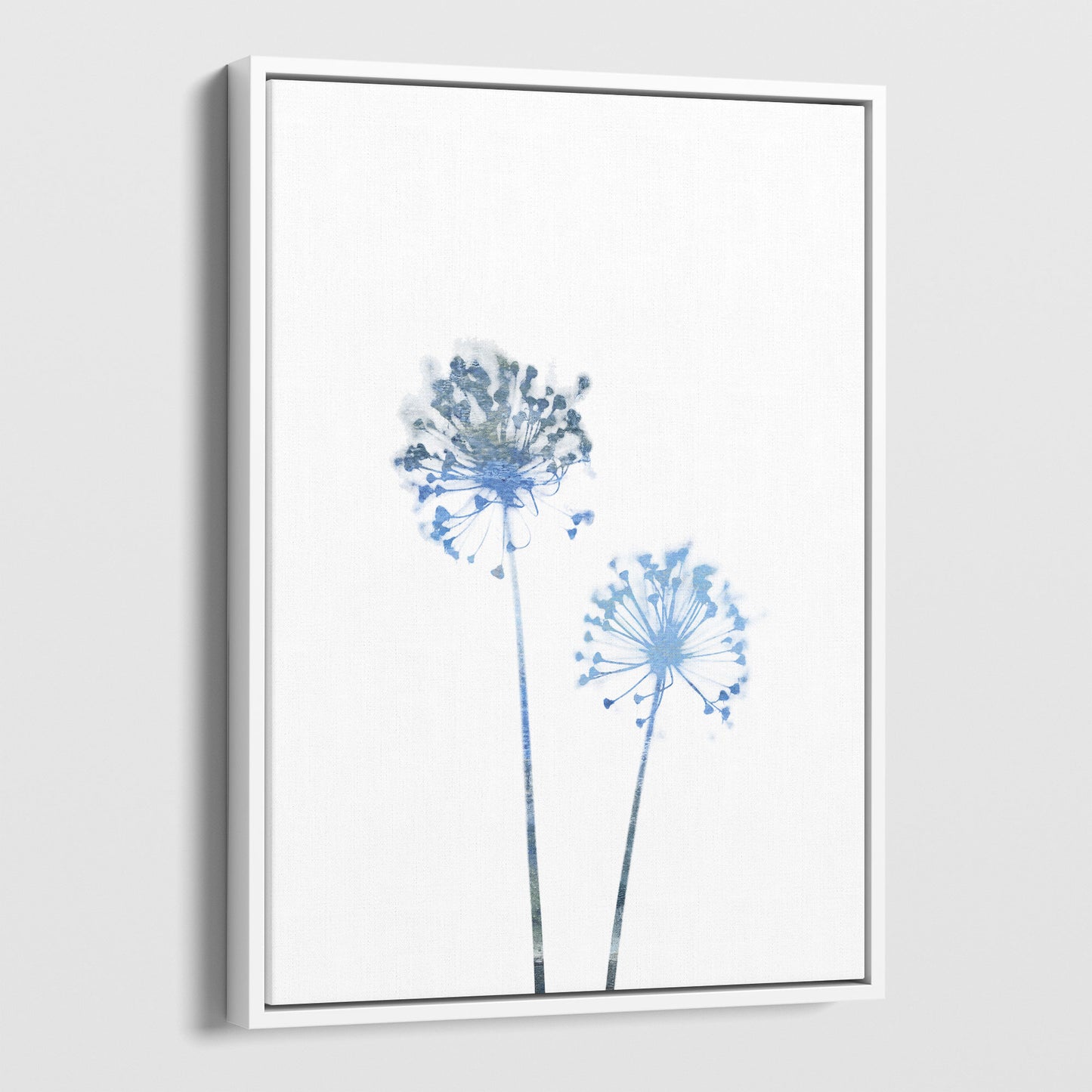 Blue Dandelion Flowers Minimalist Botanical Print