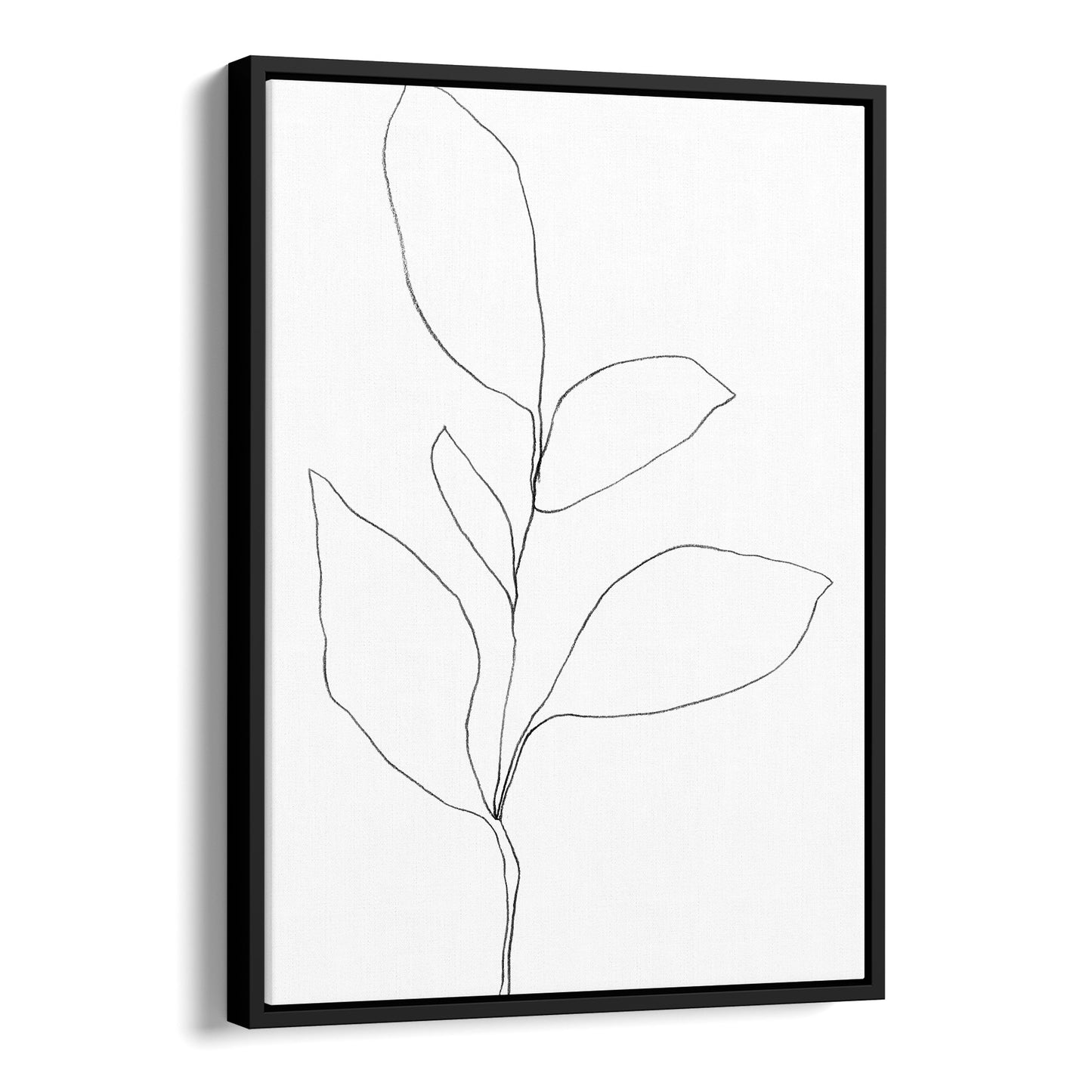 Five Leaf Plant Black and White Minimalist Botanical Line Drawing Print