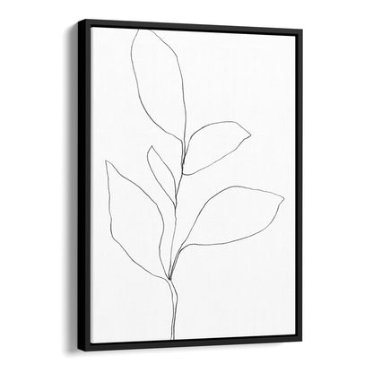 Five Leaf Plant Black and White Minimalist Botanical Line Drawing Print