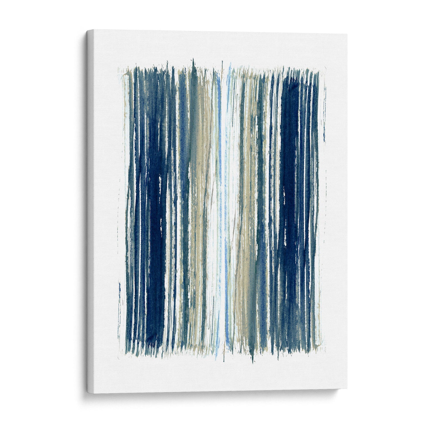 Blue and Beige Stripes Minimalist Abstract Watercolor Painting Print