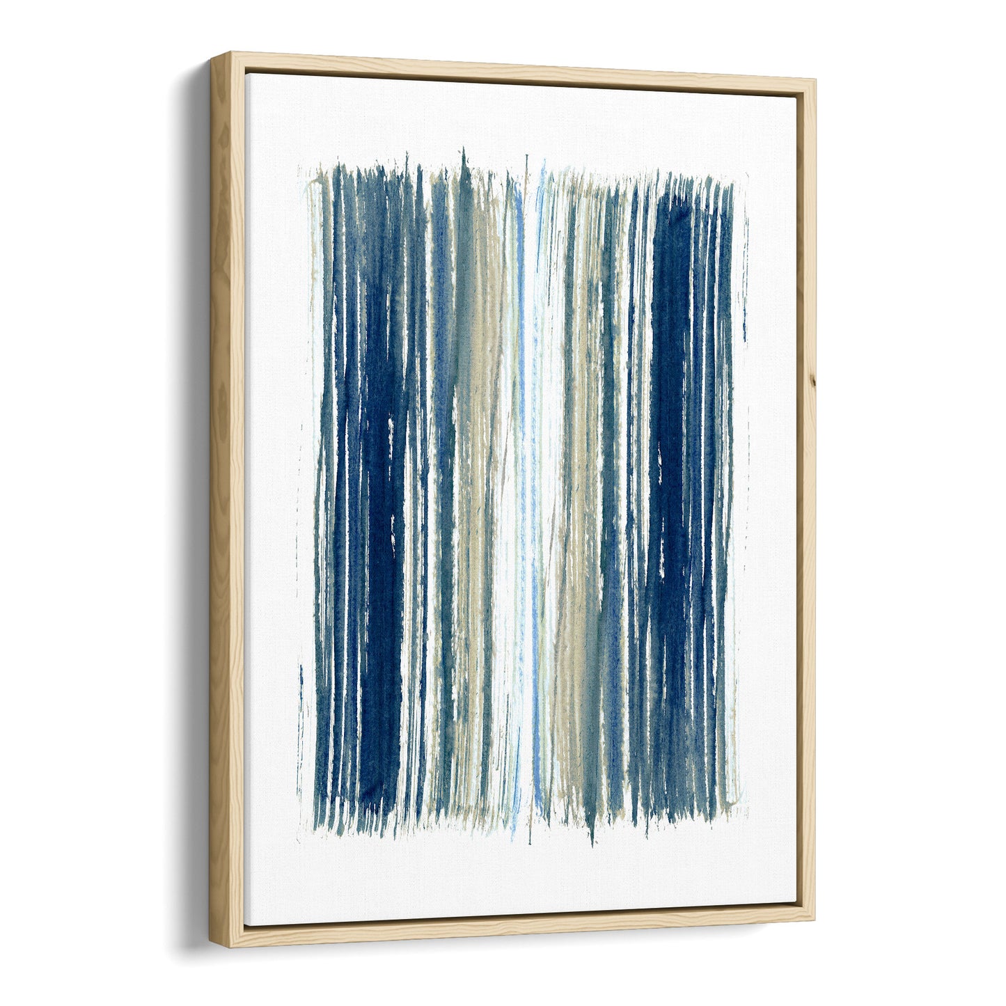 Blue and Beige Stripes Minimalist Abstract Watercolor Painting Print