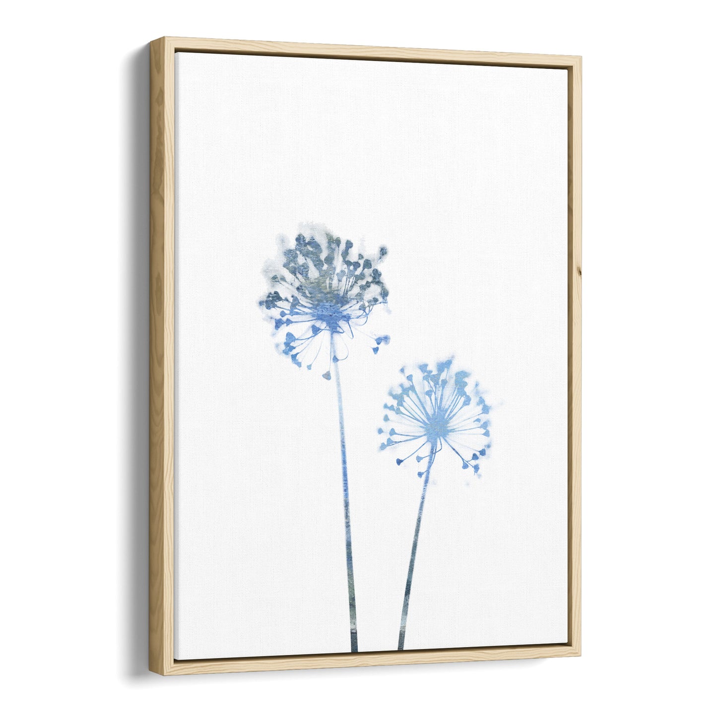 Blue Dandelion Flowers Minimalist Botanical Print