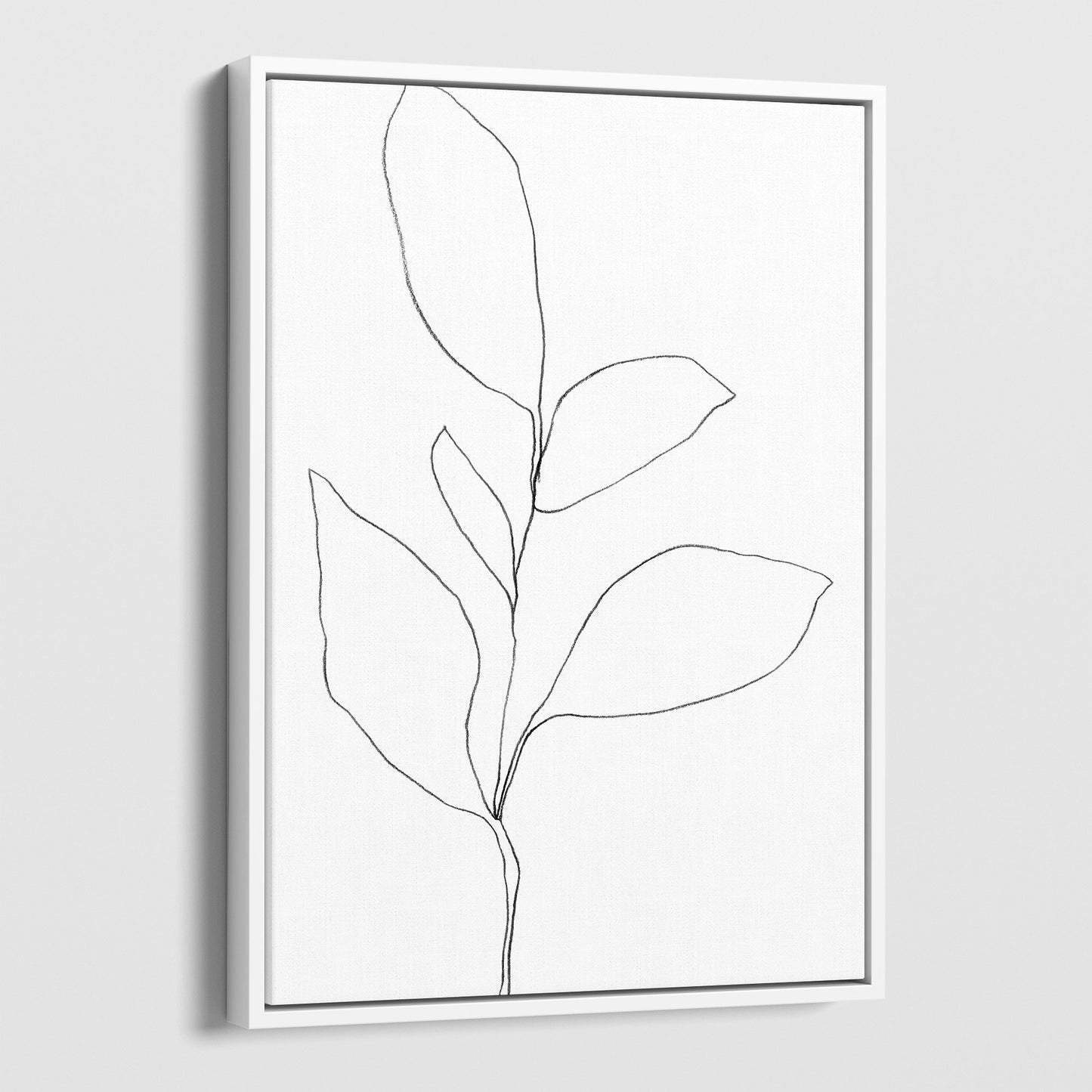 Five Leaf Plant Black and White Minimalist Botanical Line Drawing Print