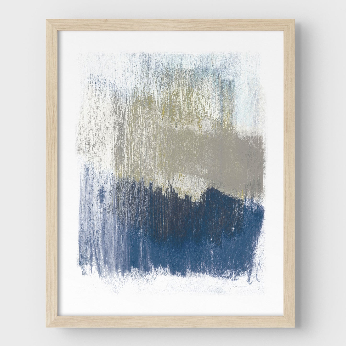 Modern Minimalist Blue and Beige Abstract Print