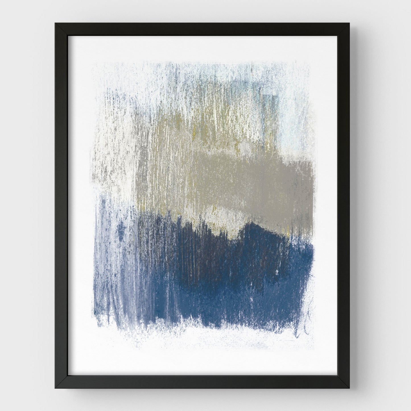 Modern Minimalist Blue and Beige Abstract Print