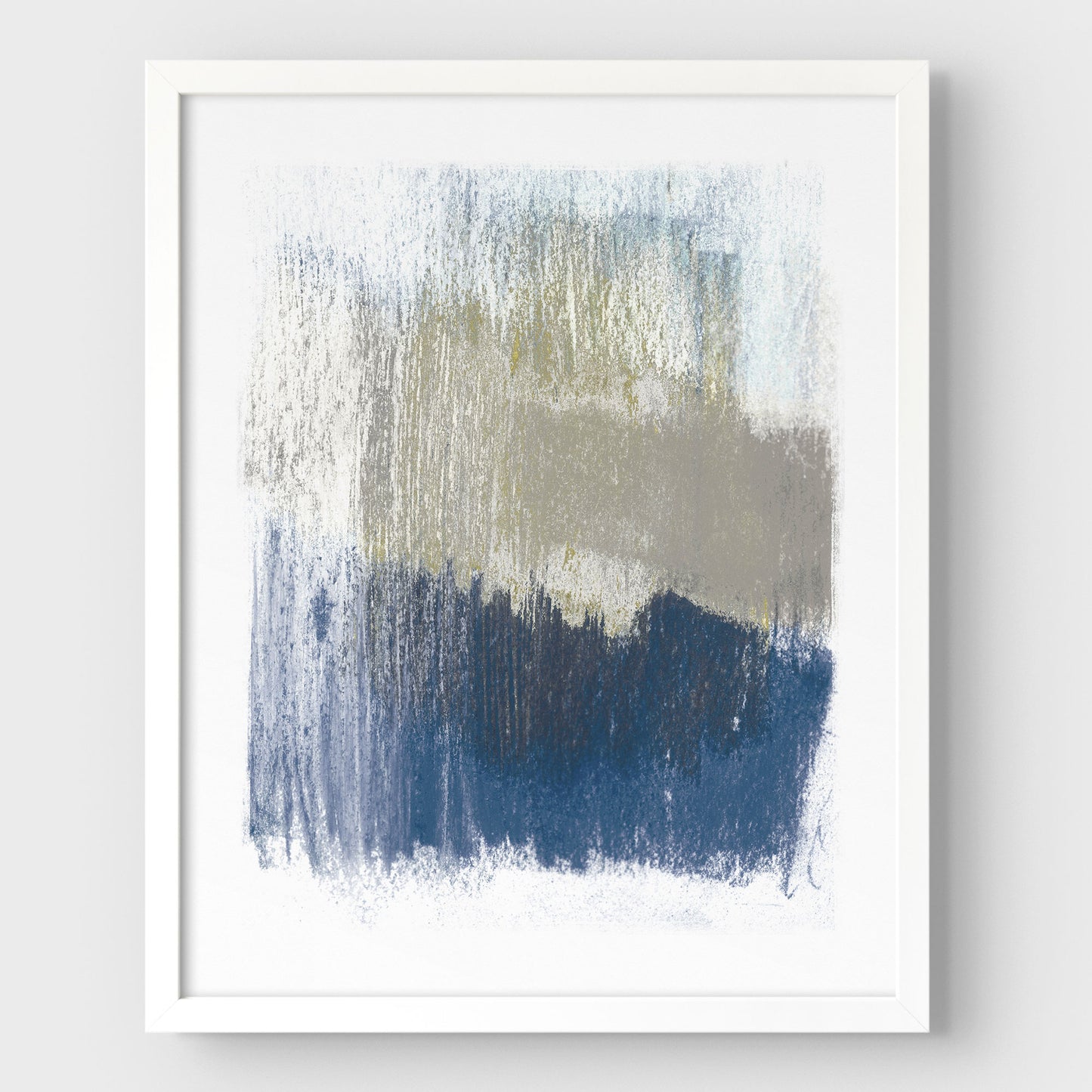 Modern Minimalist Blue and Beige Abstract Print