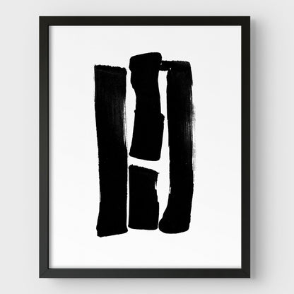 Black and White Lines Minimalist Abstract Ink Painting Print