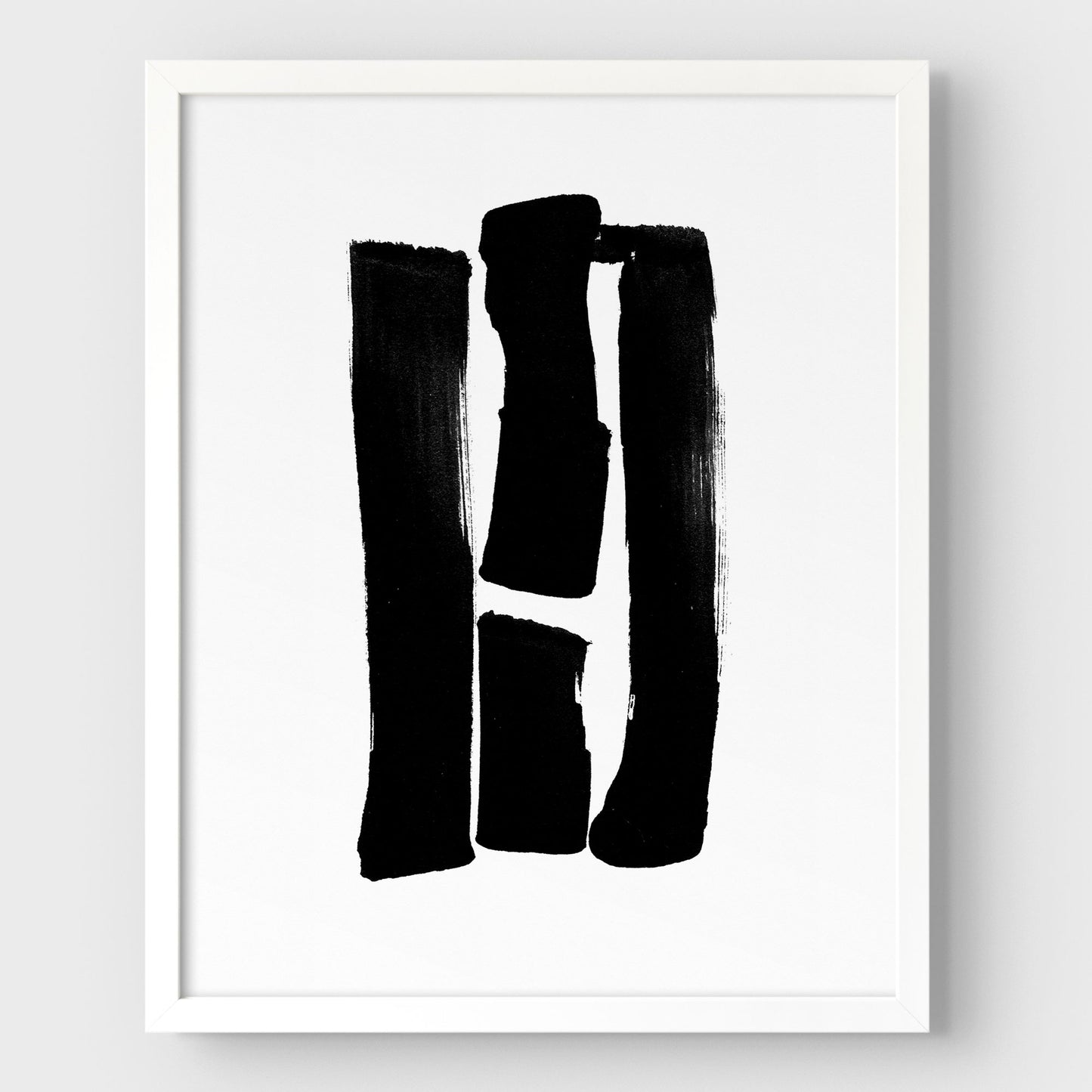 Black and White Lines Minimalist Abstract Ink Painting Print