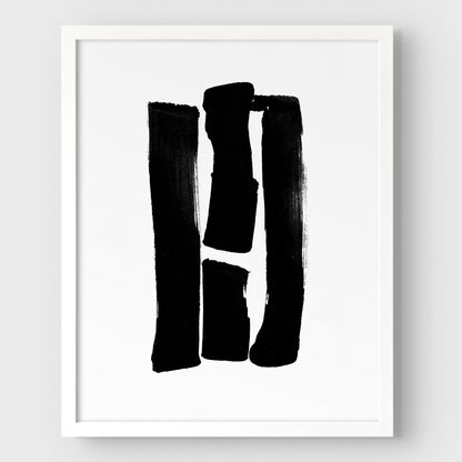 Black and White Lines Minimalist Abstract Ink Painting Print