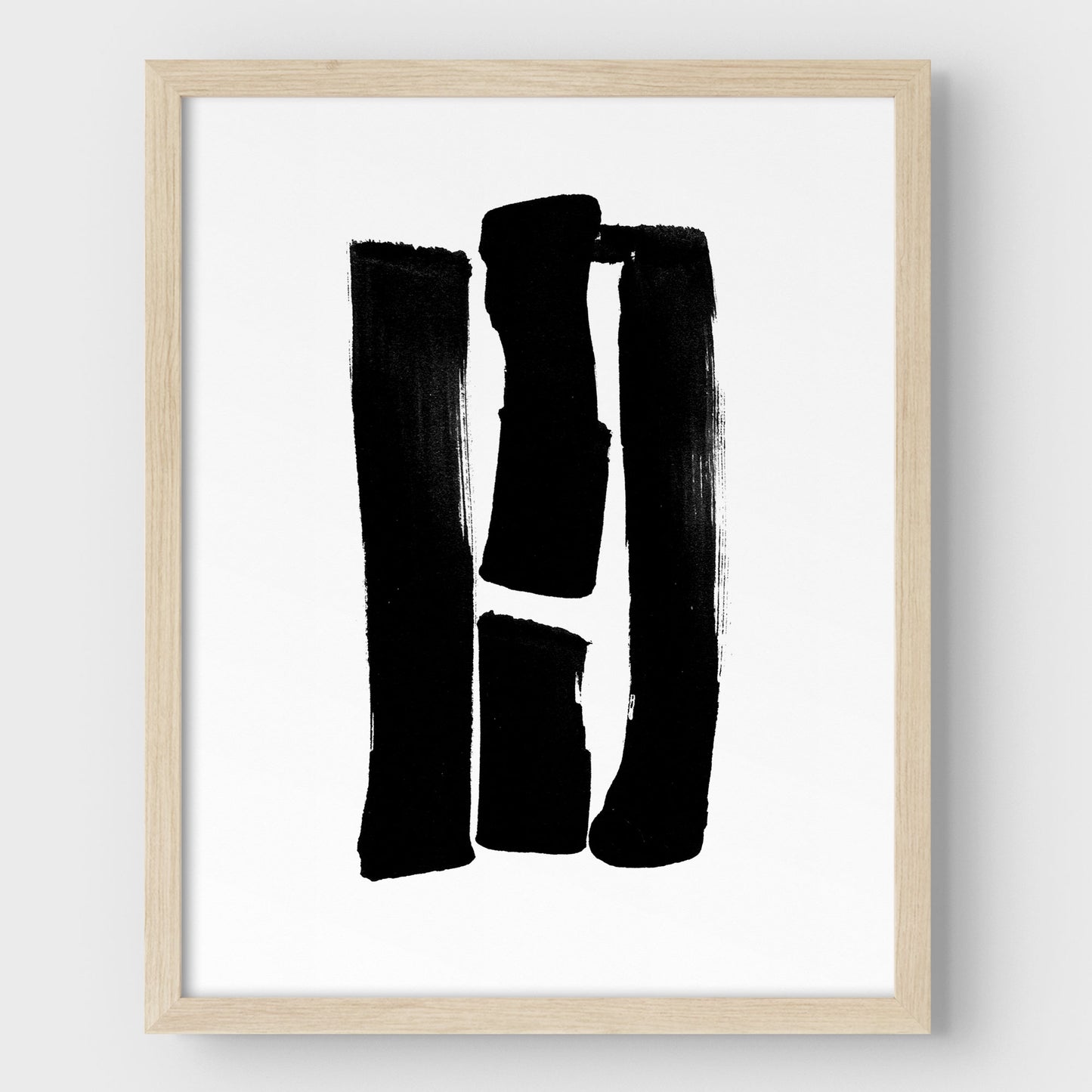 Black and White Lines Minimalist Abstract Ink Painting Print