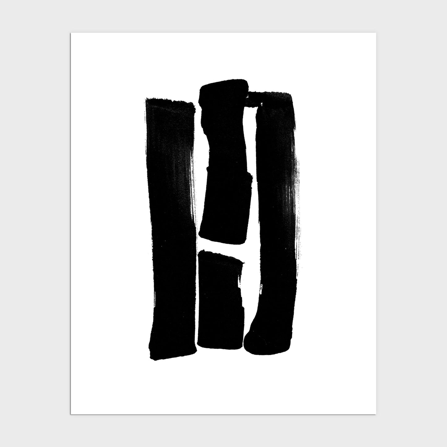 Black and White Lines Minimalist Abstract Ink Painting Print