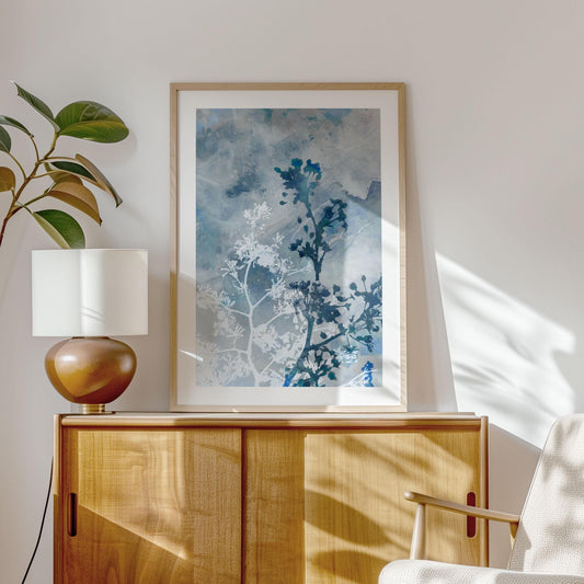 Blue Botanical Silhouette Print