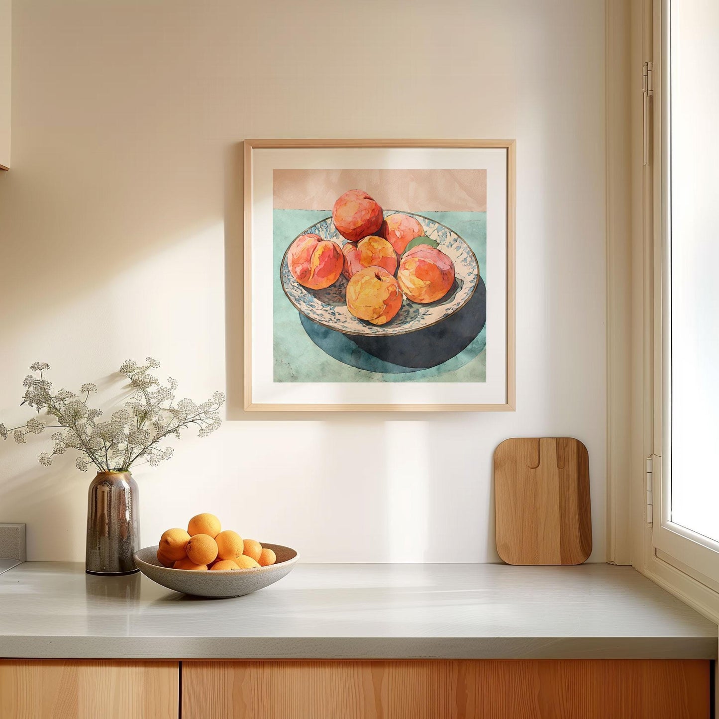 Peach Still Life Watercolor Print