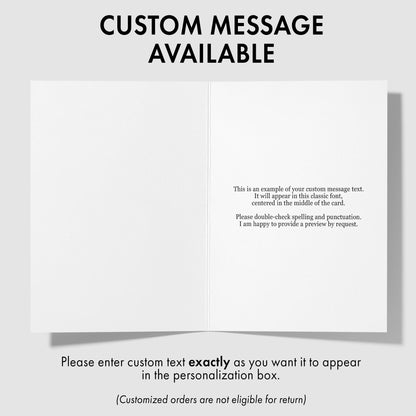 The image is a blank card with a message available for customizing the message text.
