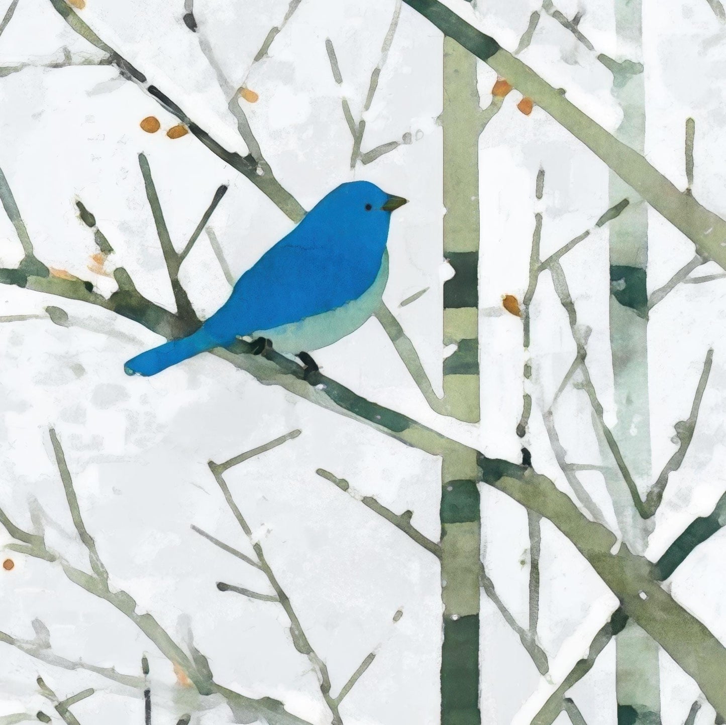 Winter Bluebirds in Birch Trees  Note Cards