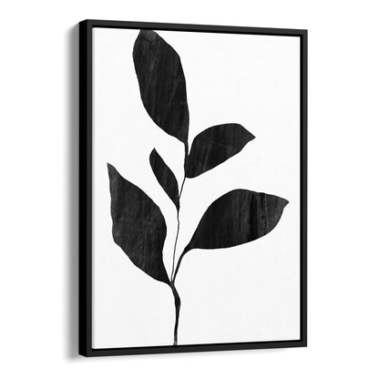 Five Leaf Plant Black and White Botanical Silhouette Painting Print