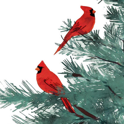 Red Cardinal Trio Winter Pine Tree Note Cards